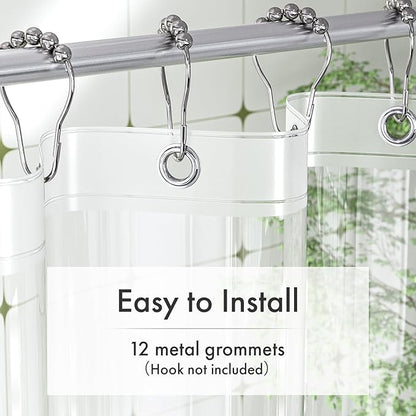 Amazer Long Shower Curtain Liner with Magnets, 72 x 78 Plastic Clear Shower Liner PEVA Waterproof Medium Weight Inside Shower Curtains Liner for Bathroom with Rustproof Grommets