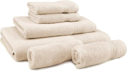 EastNBlue Lara Premium Towel Set 6 Piece - Soft & Highly Absorbent Bathroom Towel Set, 100% Luxury Turkish Cotton, Flannel Bath Towels, 1 Bath Towel, 1 Hand Towel, 4 Washcloths - White