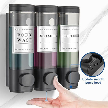 Shower Soap Dispenser Wall Mounted No Drill Shampoo Dispenser for Shower Wall Shampoo and Conditioner Dispenser Bathroom Hotel 3 * 300ml Black3 Self