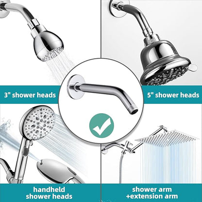 Cobbe Shower Arm with Flange and Teflon Tape, 10-Inches Wall Mounted Shower Pipe Arm 304 Stainless Steel Extension for Fixed Shower Head, Brushed Nickel