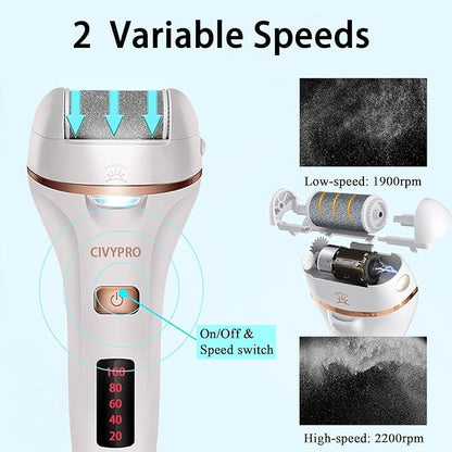 Electric Callus Remover for Feet, Long Service Time Foot Scrubber, Rechargeable Electronic Foot Files, Professional Pedicure Tools Pedicure Kit Feet Care for Crack Heel, Women Gift (White)