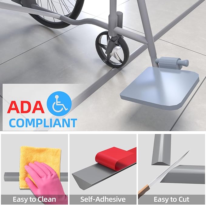 Duzzy 118 Inch Collapsible Shower Water Dam, Shower Threshold Water Stopper Barrier and Retention System and Keeps Water Inside Threshold Dry and Wet Separation, Suitable for Bathroom & Kitchen