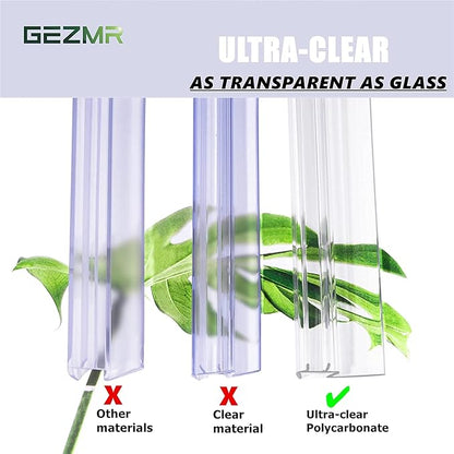 2-Pack Ultra Clear Shower Door Bottom Seal (1/4'' X 39'', Polycarbonate) Frameless Glass Shower Door Seal Strip Shower Door Sweep - Stop Shower Leaks and Create a Water Barrier