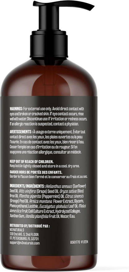 Arnica Sore Muscle Massage Oil with Collagen, Stem Cells, and Menthol, Anti-Cellulite Therapy for Full Body, Fast-Absorbing Multipurpose Treatment, 8 fl oz by M3 Naturals