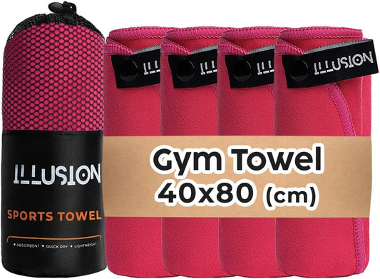 illusion Small Microfiber Gym Towels for Men and Women Active Sports (32" L x 16''W)-Lightweight Quick Dry Gym Towel for Sweat-Workout Towels Ideal for Yoga, Camping, Running, and Outdoor Activities