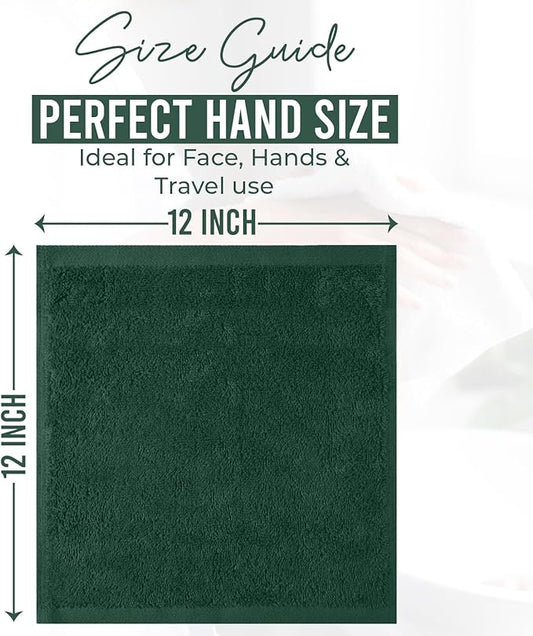 DAN RIVER 24 Pack Wash Cloths for Showering [12x12] - 100% Cotton Washcloths Premium Quality Flannel Face Cloths for Bathroom, Highly Absorbent and Soft Feel Wash Clothes, Huntergreen