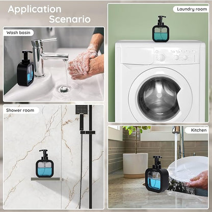 Segbeauty 10.1oz Black Foaming Soap Dispenser, 2pcs 300ml Square Refillable Dish Soap Foam Dispenser for Kitchen Cleaning, Empty Bathroom Shampoo Body Wash Foam Soap Pump Bottles with Pump Stickers