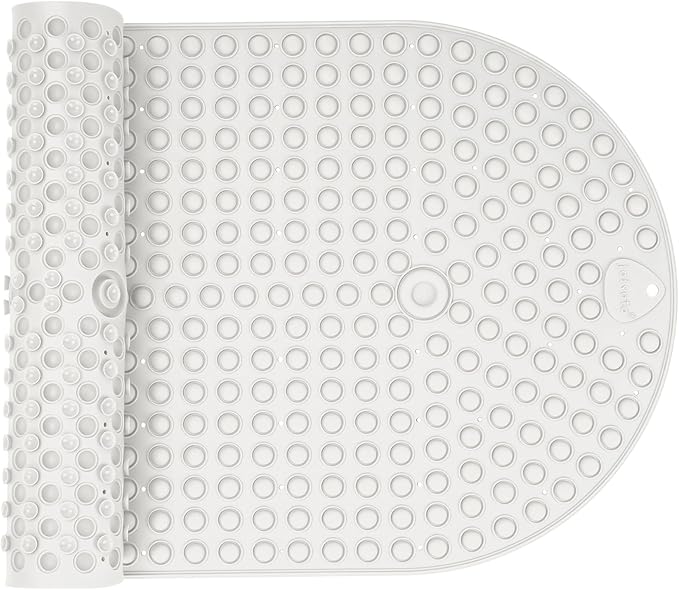 Silicone Push Pop Bath Mat with 391 Suction Cups, 33x17.3 Inch Non-Slip Tub Mat for Adults, Textured Surface for Extra Stability & Drainage, White Thickened Soft Shower mat Easy to Clean