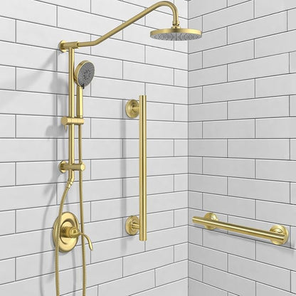 Lava Odoro Shower Grab Bar, Modern Stainless Steel Handicap Grab Bar for Bathtubs and Showers, Shower Safety Bar for Seniors Disabled, ADA-Compliant (Brushed Gold, 24 Inch)