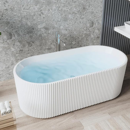 67-in Freestanding Bathtub - Acrylic Soaking Tub with Overflow Drain - CUPC Certified Thickened Design Glossy White for Bathroom