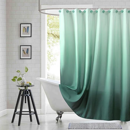 90 Inch Fabric Shower Curtain, Extra Long Green Ombre Cloth Shower Curtains for Bathroom, 72" W x 90" H