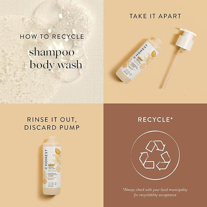The Honest Company 2-in-1 Cleansing Shampoo Body Wash Gentle for Baby Naturally Derived Tear-free Hypoallergenic Citrus Vanilla Refresh 18 fl oz