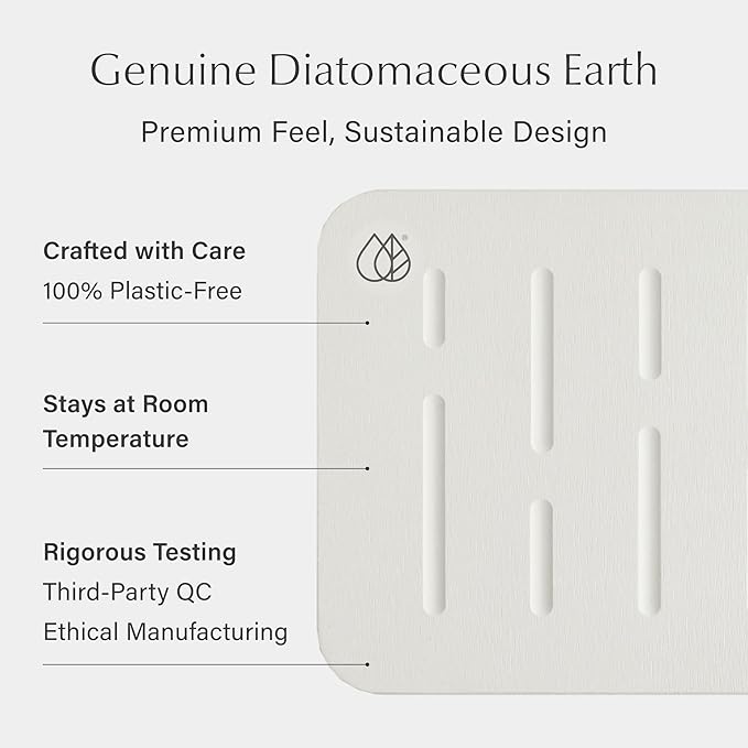 Dorai Home Bath Stone Mat 23.6"x15.4" (2-Pack) – Quick-Dry, Non-Slip Diatomite Stone Bath Mat, Rain Sandstone
