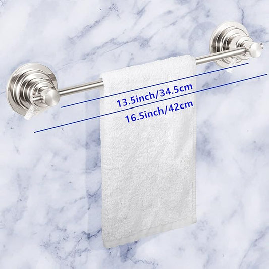 JiePai Suction Cup Towel Bar 16 Inch,Removable Vacuum Suction Towel Holder Suction Towel Rack Brushed Nickel