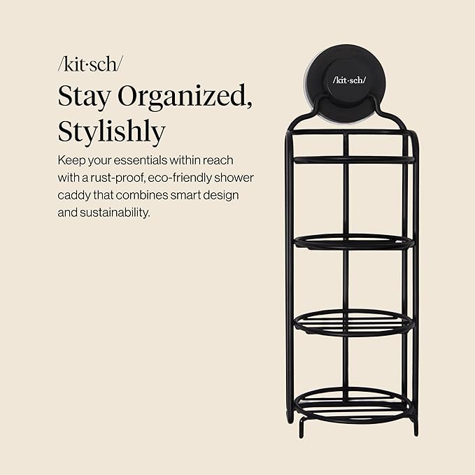 Kitsch Hanging Shower Caddy with Suction Cup – Self-Draining Bar Soap Holder & Shower Caddy for Shampoo Bars, Conditioner Bars & Soap – Rust Proof, Eco-Friendly, Wall Mount or Free-Standing Organizer