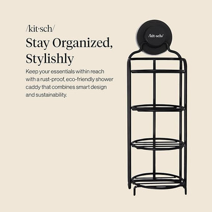 Kitsch Hanging Shower Caddy with Suction Cup – Self-Draining Bar Soap Holder & Shower Caddy for Shampoo Bars, Conditioner Bars & Soap – Rust Proof, Eco-Friendly, Wall Mount or Free-Standing Organizer