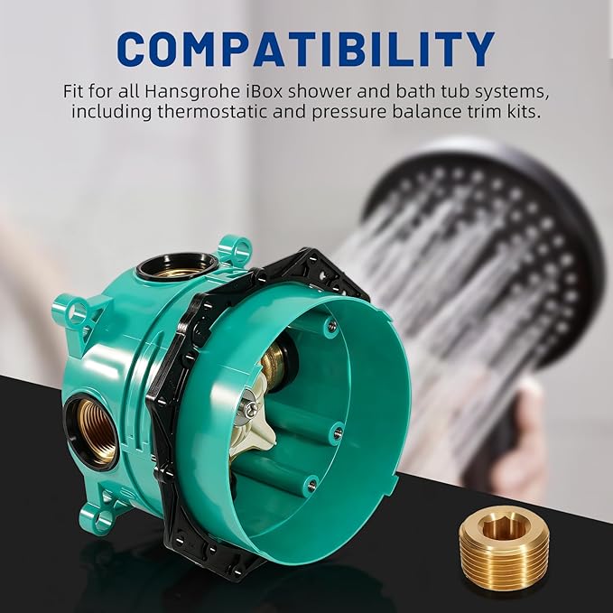 01850181 Universal 3/4" Shower Rough-In Valve Fit for All Hansgrohe Ibox Shower & Bath Tub Systems, Thermostatic & Pressure Balance Trim, Concealed Installation
