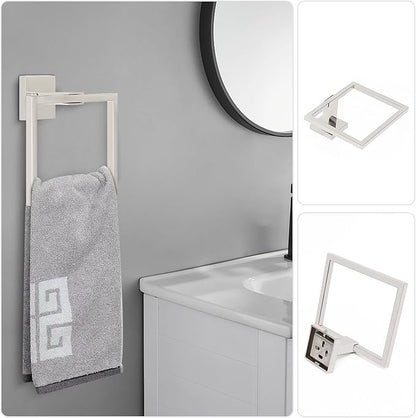 NearMoon 5 Pieces Bathroom Hardware Set 304 Stainless Steel, Square Towel Rack Kit - 24" Towel Rod + Towel Ring + Toilet Paper Holder + 2 Robe Hooks, Wall Mounted Bath Accessories (Chrome Finish)