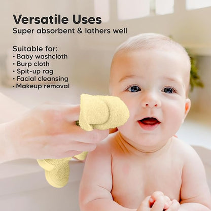 6-Pack Baby Washcloths - Soft Absorbent Viscose from Bamboo Wash Cloths for Babies, Kids, Toddlers, Infant, Newborn Bath Towels, Gentle on Sensitive Skin, 10x10 Reusable Face Towels (Carrot)