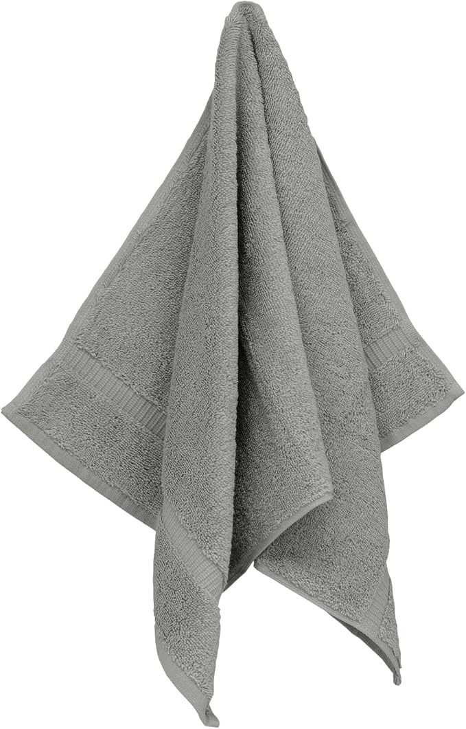 Monogrammed Hand Towel, Personalized Initial Gift, Extra Absorbent 100% Turkish Cotton - Soft Terry Finish - Set of 2 - Silver Block Initial K - Embroidered on Grey Towels