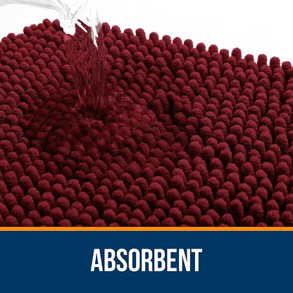 OLANLY Bathroom Rugs 70x46, Extra Soft Absorbent Chenille Bath Rugs, Rubber Backing Quick Dry, Machine Washable Bath Mats for Bathroom Floor, Tub and Shower, Home Decor Accessories, Burgundy