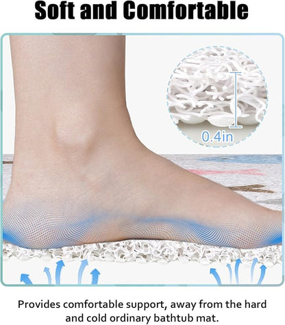 Bathtub Mat Shower Mat Non-Slip, 16x 39 Inch, Soft Comfort Bath Mat with Drainage Holes, PVC Loofah Massage Bathmat for Shower, Tub, Bathroom, Wet Areas, Quick Drying