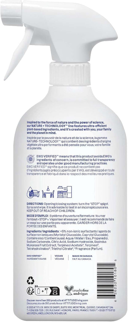 ATTITUDE All Purpose Cleaner Spray, EWG Verified, Vegan, Made with 94% Plant-Based Ingredients, Streak-Free for Kitchen, Bathroom, Glass & More, Citrus Zest, 27.1 Fl Oz (Pack of 3)
