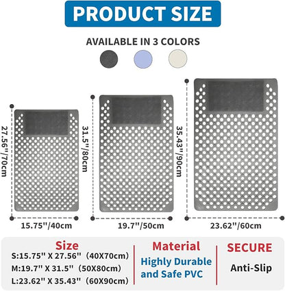 Bath Tub Shower Mat with Soft Shower Foot Scrubber Mat for Massage,Non Slip Bathtub Mat with Strong Suction Cups, Silicone Shower Foot Scrubber Mat (Gray, 27.5" X 15.7"(Rectangular))