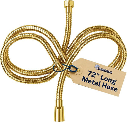 HammerHead Showers Solid Metal Shower Hose Attachment for Showerhead, Extra-Long 72-Inch Universal Replacement Hose for Hand held Shower, Brushed Gold