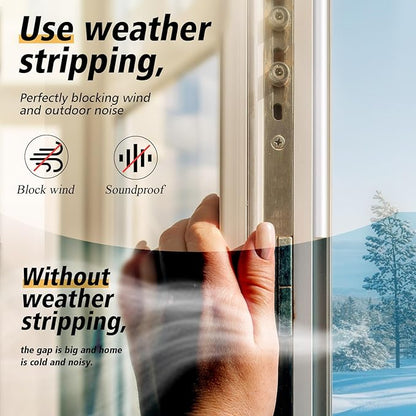 SUNMON D-Type Strip Door Weather Stripping Door Seal Self Adhesive Foam Soundproofing for Doors and Windows, Oundproofing Weatherstrip Gap Collision Avoidance（White）