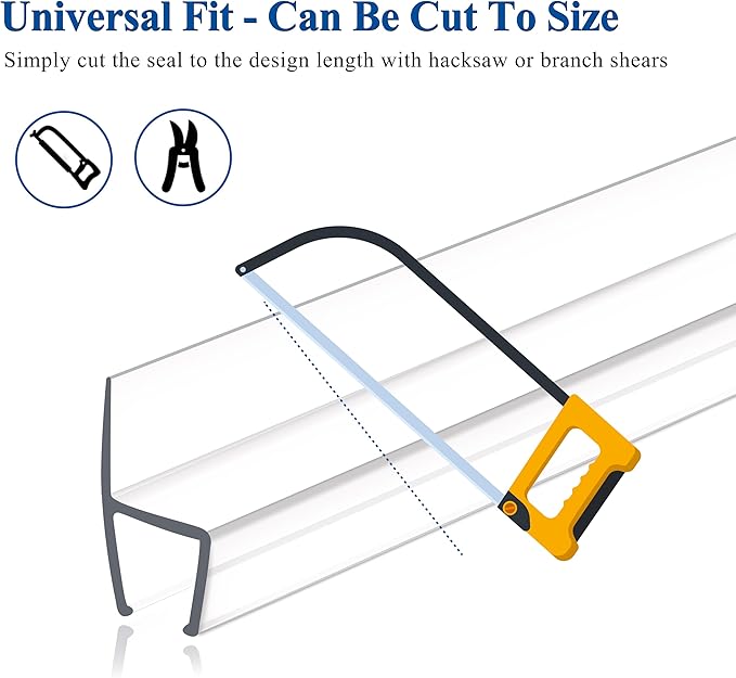 Frameless Shower Door Seal Strip 2 Pack x 39 Inch H for 3/8" Thick Glass Shower Door Side Seal Strip Bottom Seal Door Sweep, Ultra Clear Polycarbonate Stop Showers Leaks Create A Water Barrier