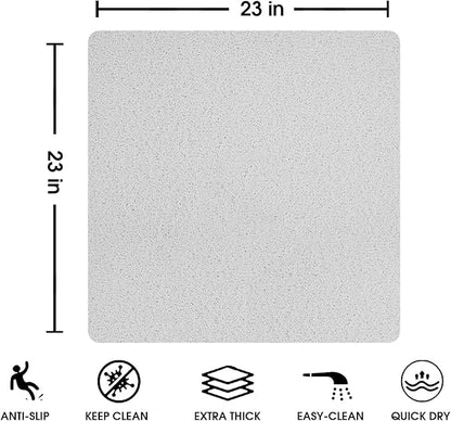 Non Slip Shower Mat, Comfortable Bath mat for Textured Surface,Quick Drying Easy Cleaning Shower Floor Mat for Wet Area,Without Suction Cups Grey 23 x 23