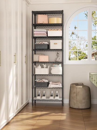 8 Tier Adjustable Storage Shelves Heavy Duty Metal Shelf Wire Shelving Unit Organizer Rack for Home Kitchen Office Pantry Room Bathroom Shelving Organizers and Storage Laundry