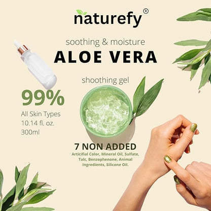 Aloe Vera Gel | 100% Pure & Organic | Farm Fresh Aloe Vera Pulp Extract with Jojoba Oil, Glycerine & Vitamin E | Hydrating, Soothing & Skin Repair Gel for Face, Hair & Body | 10.14 fl.oz.