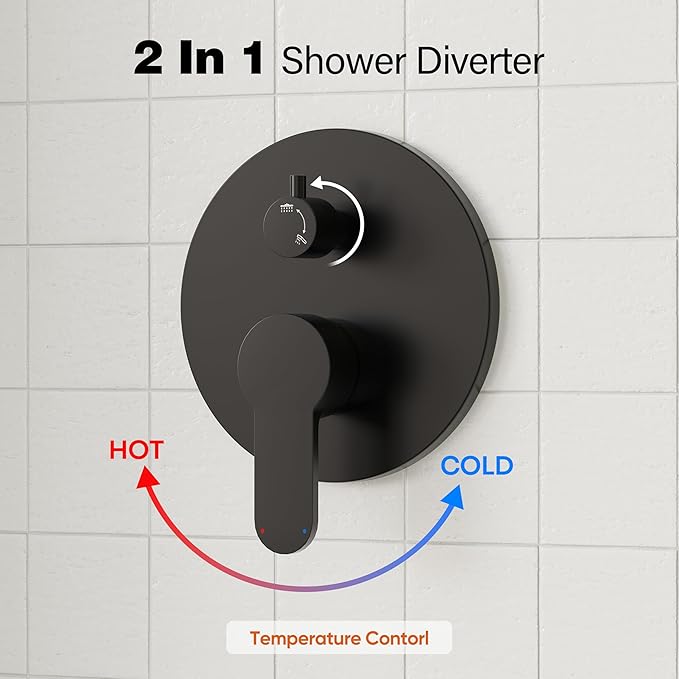 Gabrylly Shower System Black, Wall Mounted Slide Bar Shower Faucet Set Complete,High Pressure 10" Rain Shower Head with 5-Setting Handheld Shower,Shower Combo Set with Shower Valve