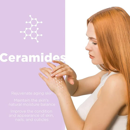 Moisturizing Hand Cream for Dry, Cracked Hands, Nails and Cuticles - 8.5 fl. oz. - Anti-Aging Skin Moisturizer with Vitamin E, Shea Butter, and Ceramides
