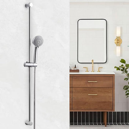 OFFO Shower Slide Bar, 40 in Slide Bar with Adjustable Handheld Shower Head Holder for Bathroom Wall Mounted, Chrome Finish