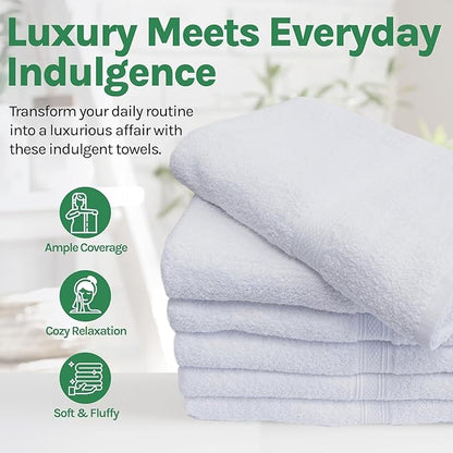 Towels N More Excellent Deals Wash Cloth (24 White) - 100% Cotton Washcloth 12x12 - Highly Absorbent All Purpose Cleaning washcloths - Machine Washable Facecloth Face Towels (24)