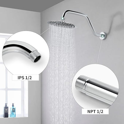 High Rise Shower Arm with Flange,15.5 Inch Gooseneck Shower Arm Extension,Stainless Steel S Shaped Shower Showerarm,Chrome,9Z1MK