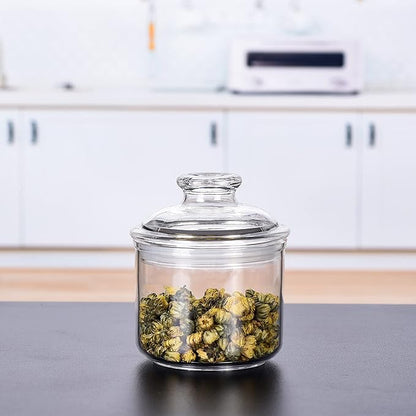 13.5oz Small Acrylic Storage Jar, Airtight Lid with Silicone Sealing Ring, Ideal Canister Container for Sugar, Tea, Spices, Herbs, Shells, Bath Salt, Christmas Decorative Apothecary Jars