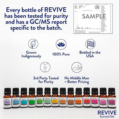 Lavender Essential Oil by Revive Essential Oils - 100% Pure Therapeutic Grade, for Diffuser, Humidifier, Massage, Aromatherapy, Skin & Hair Care