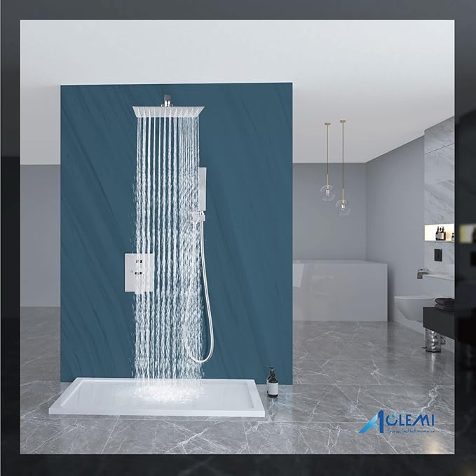Aolemi Shower Faucet Set Rain Shower System with Handheld Spray Bathroom Shower Combo Rough-in Valve and Shower Trim Kit Included Polish Chrom 10 Inch Wall Mount Shower Head