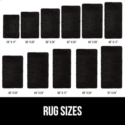 GORILLA GRIP Bath Rug Mat 48x24, Thick Soft Absorbent Chenille, Quick Dry Microfiber Mats, Rubber Backing Washable Shower Floor Rugs, Bathmat Runner, US Designed Bathroom Home Decor Accessories Black
