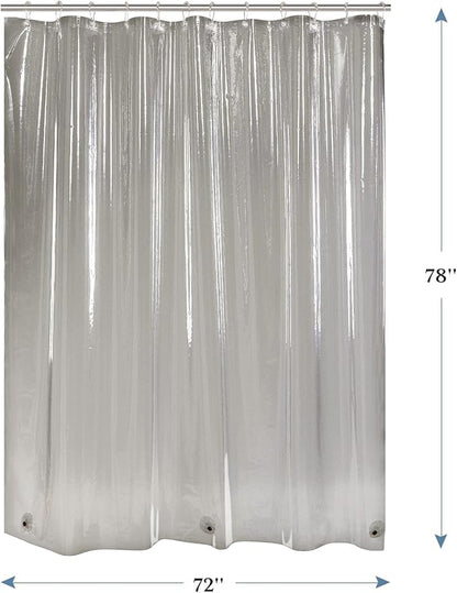 AmazerBath 72x78 Long Shower Curtain Liner, Clear Black Plastic Shower Curtain Liner, Waterproof PEVA Shower Liner, Cute Lightweight Shower Curtains for Bathroom with 3 Magnets & Rustproof Grommets