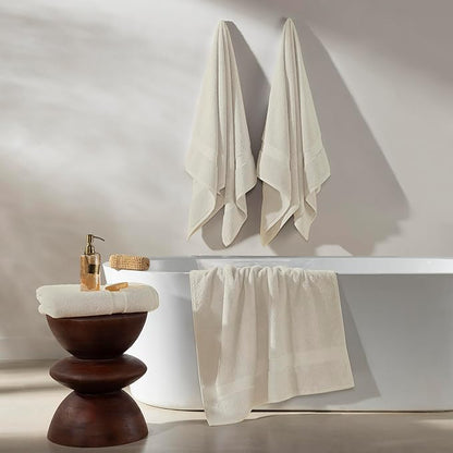 TOWELTIQUE- Organic Cotton Luxury Bath Towels Pack of 4 GOTS & Oeko- TEX Certified | Premium Soft, Absorbent & Quick-Drying Towels for Bathroom, Gym, Spa & Hotel Use – Taupe