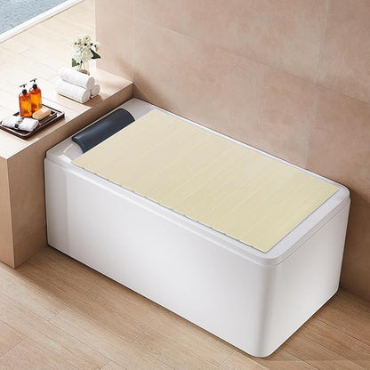 Shutter Bathtub Lid 62.9" x 31.5" Foldable Waterproof Bathtub Cover PVC Bathtub Tray Anti-dust Bathtubs Cover Anti-dust Bath Insulation Cover, Store Wine Glass, Books, Tablets