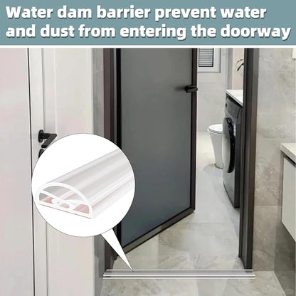 78Inch New Shower Threshold Water Dam Barrier,Collapsible Self-Adhesive Silicone Shower Water Guard for Bathroom Bathtub and Kitchen,Shower Water Blocker Suitable for Wheelchair Acces(Transparent)