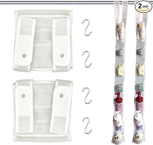 Mesh Shower Caddy Hanging,Hanging Organizer with 7 Pockets,Made of Premium Polyester,as a Hanging Mesh Organizer for the Bathroom of Your Home, Camper, RV, Or Cruise(2Pack)