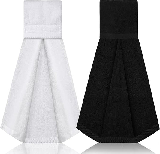 Shimeyao 2 Pcs 2 Pcs Cotton Sports Football Towel with Closure Pitching Football Sweat Towel for Sports Gym Men Women Accessories(Black, White)