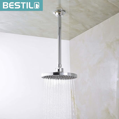 BESTILL 12 Inch Ceiling Mount Rain Shower Head Arm and Flange, Chrome